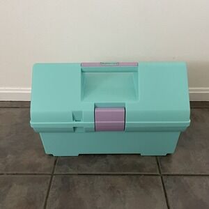 Vintage Rubbermaid Arts And Crafts Supply Box Turquoise Toolbox Girl Toolbox